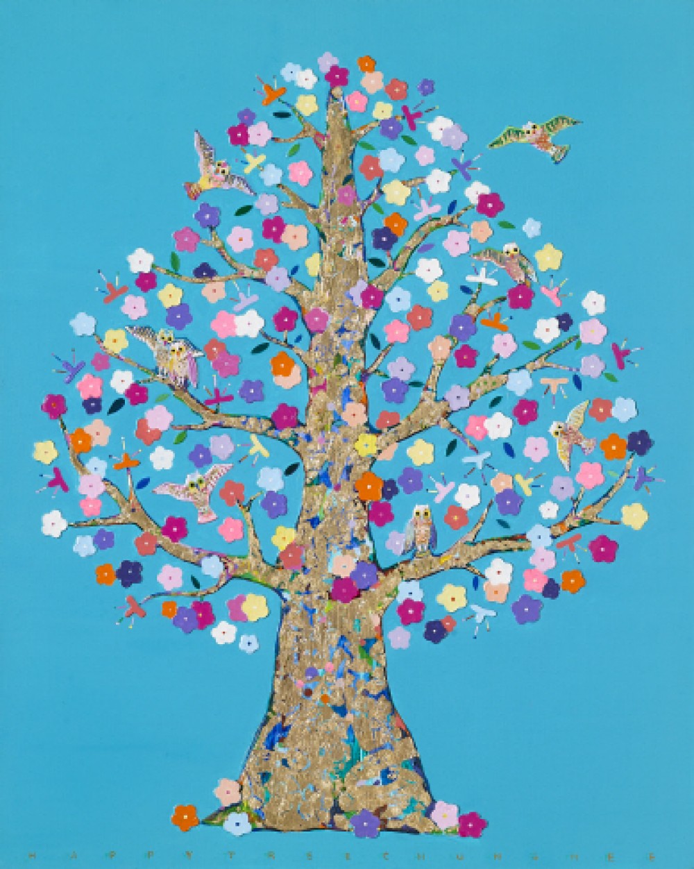 Happy tree (green)_90.9x72.7cm_Mixed media_2023