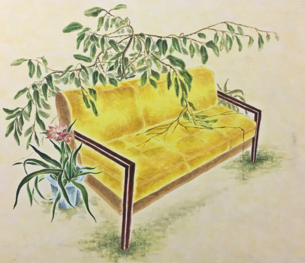 김지니_Yellow chair_50.5 x 53cm_장지에 채색_2018